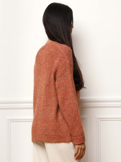 Pull en maille côtelée avec fils dorés