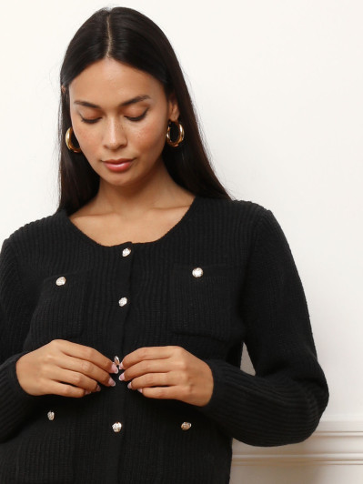 Cardigan à boutons dorés et poches