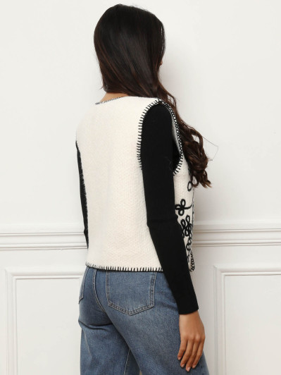 Gilet sans manches avec broderies