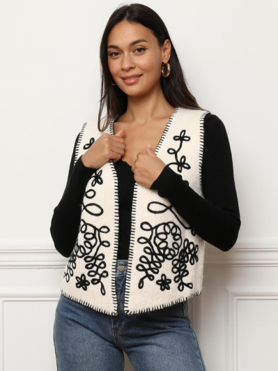 Gilet sans manches avec broderies