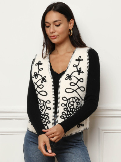Gilet sans manches avec broderies