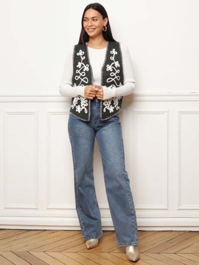 Gilet sans manches avec broderies