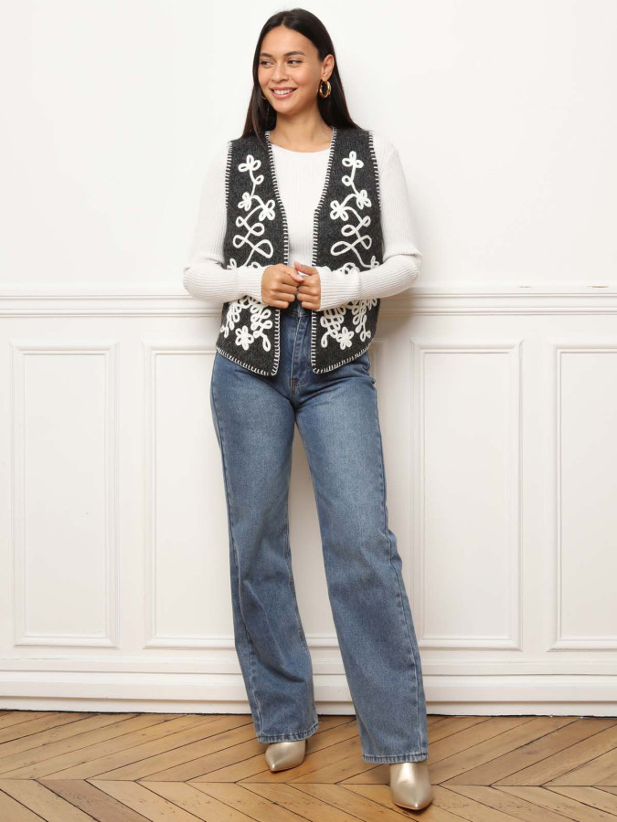 Gilet sans manches avec broderies