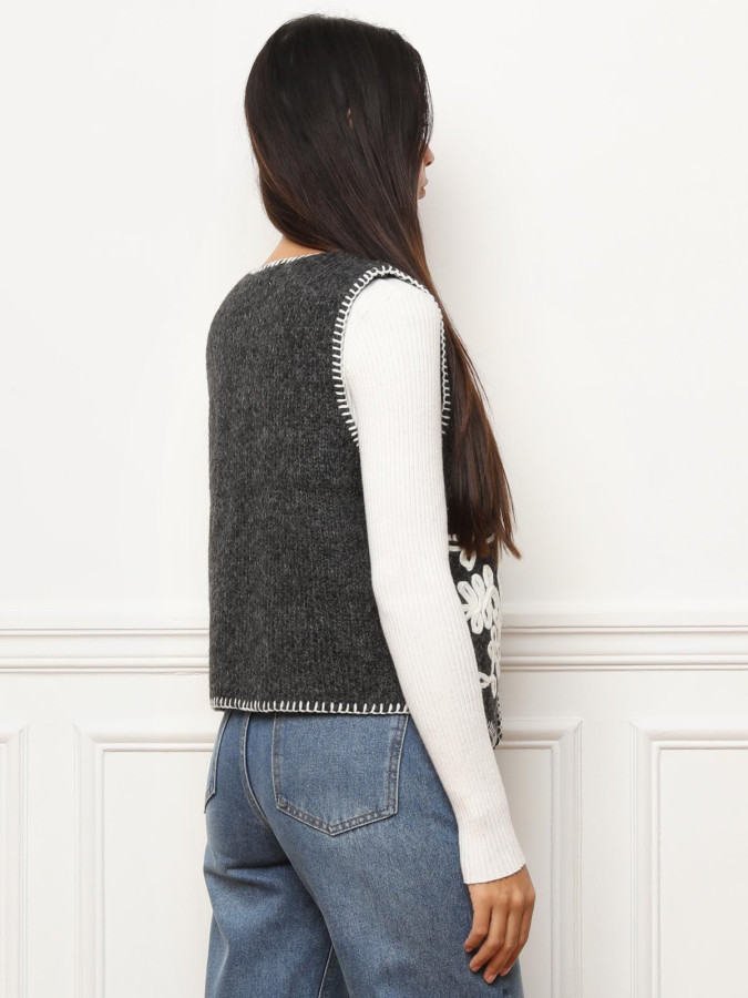 Gilet sans manches avec broderies