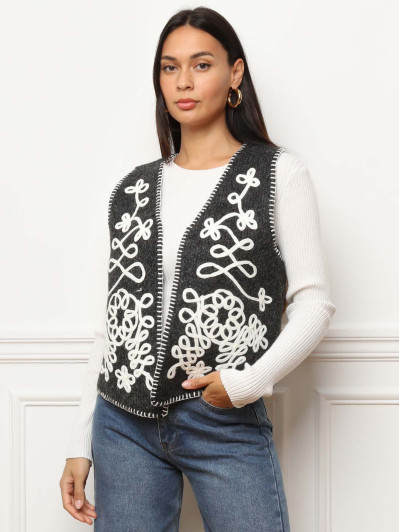 Gilet sans manches avec broderies