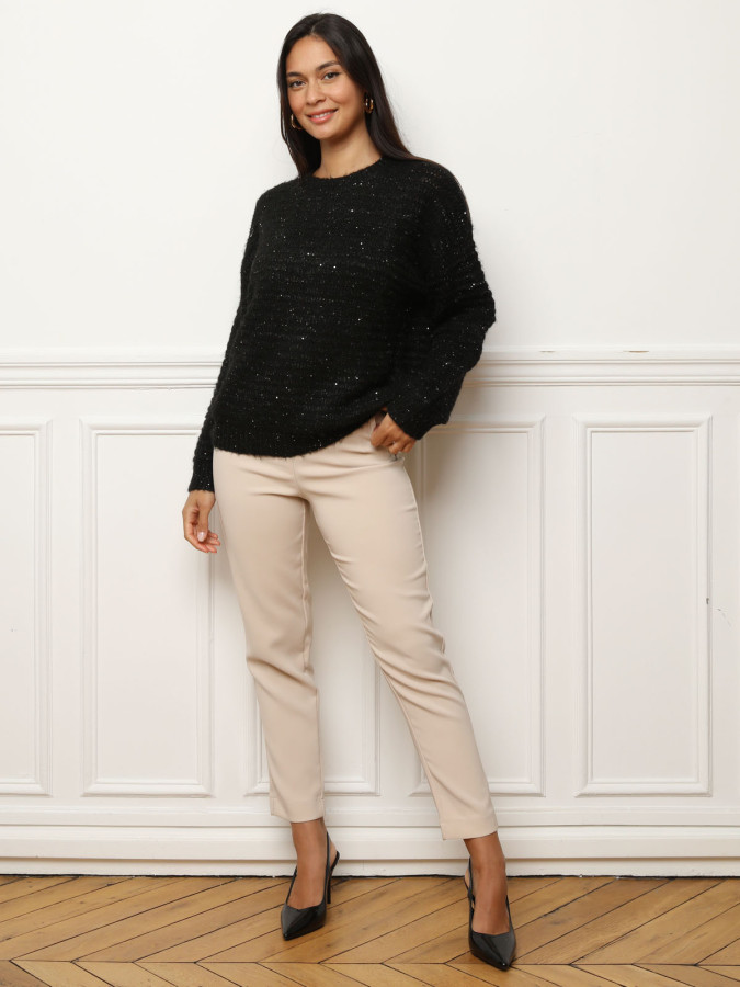 Pull duveteux à sequins