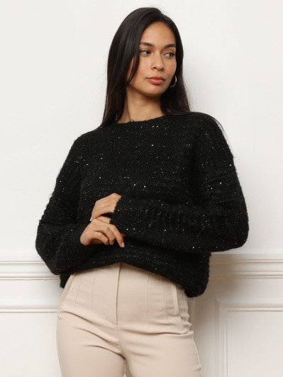 Pull duveteux à sequins