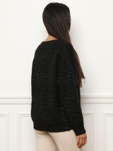 Pull duveteux à sequins
