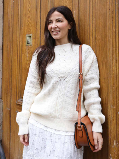 Pull en maille ajourée à motifs