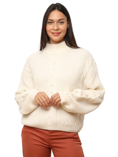 Pull à motifs et manches ballons