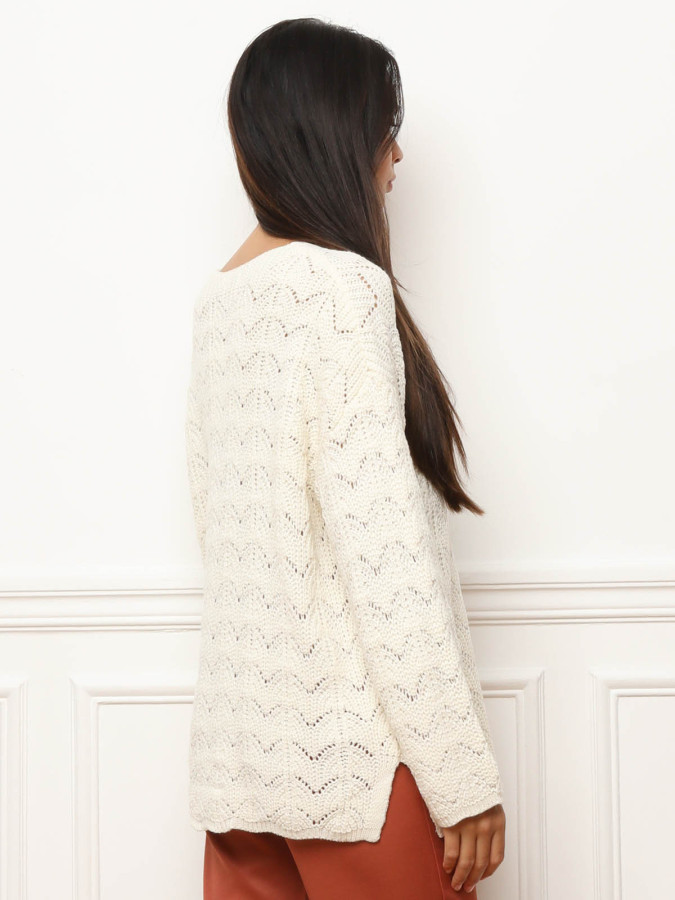 Pull long en crochet à manches papillons