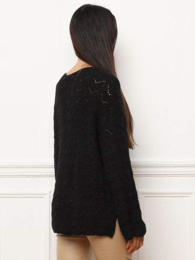 Pull long en crochet à manches papillons