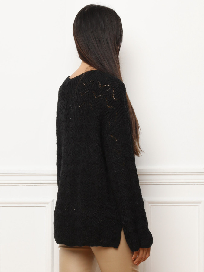 Pull long en crochet à manches papillons