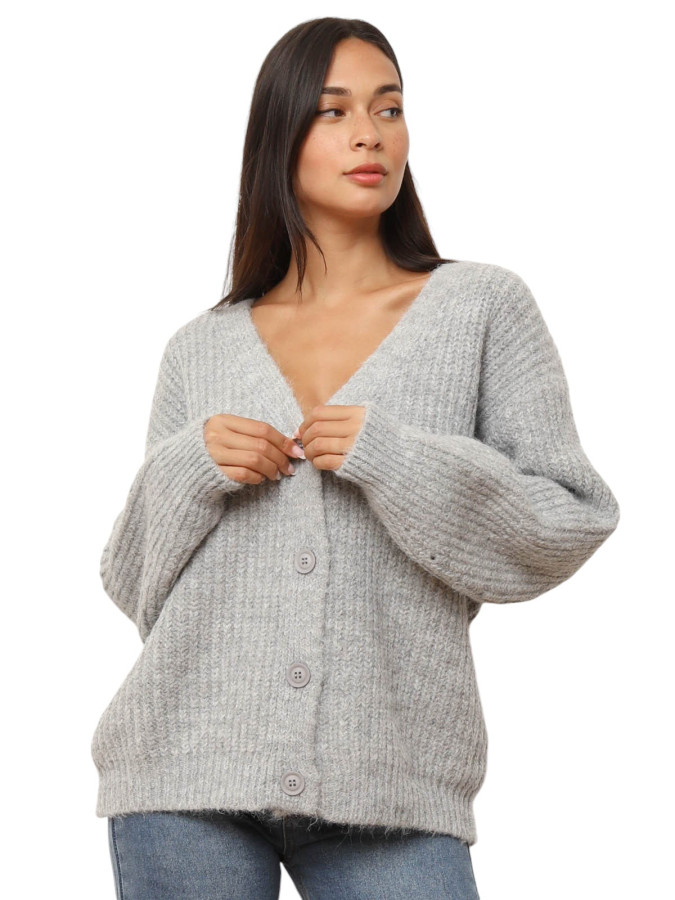 Cardigan oversize en maille côtelée