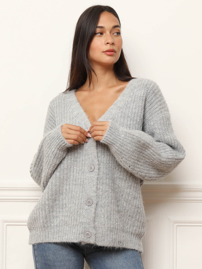 Cardigan oversize en maille côtelée