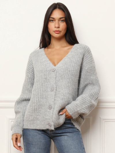 Cardigan oversize en maille côtelée