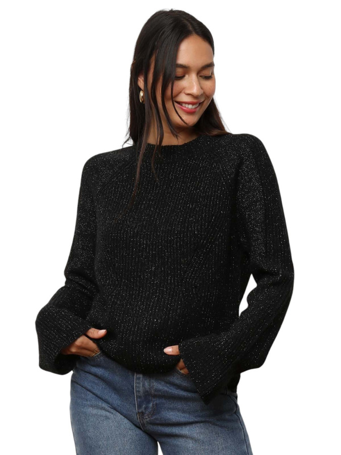 Pull à fils brillants et manches papillon