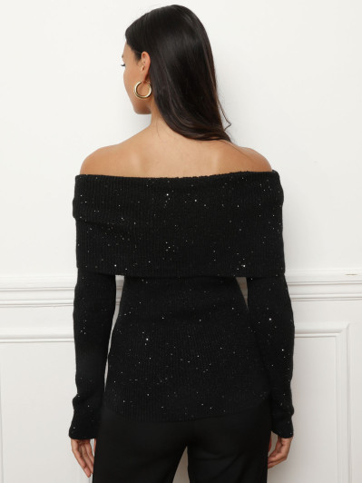 Pull à col bardot et sequins
