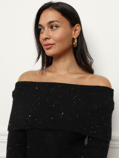 Pull à col bardot et sequins