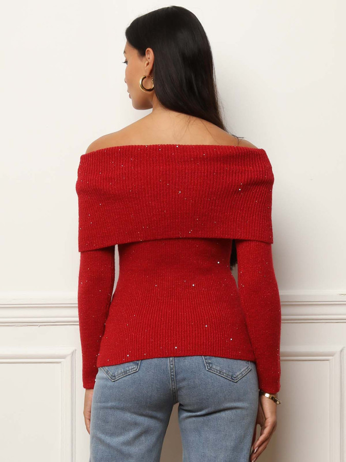 Pull à col bardot et sequins