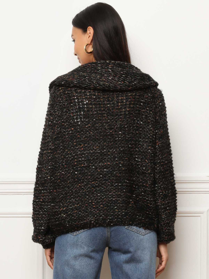 Pull à col bardot et fils pailletés