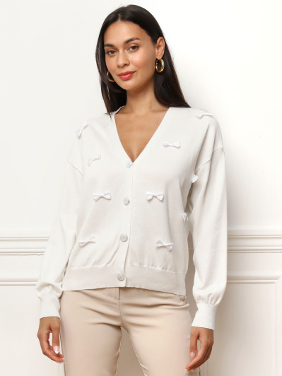 Cardigan avec petits nœuds satinés