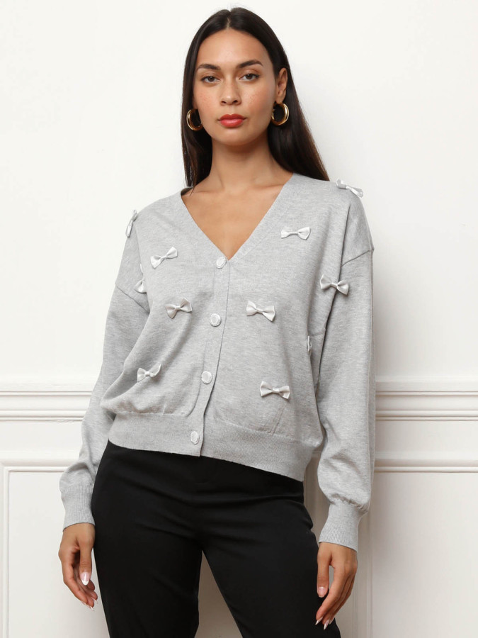 Cardigan avec petits nœuds satinés
