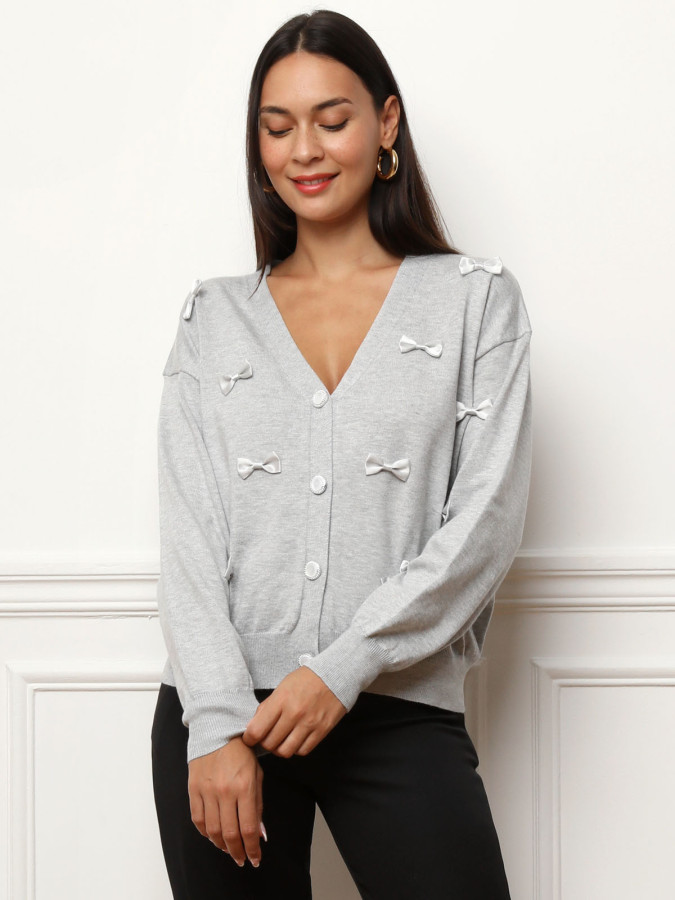 Cardigan avec petits nœuds satinés