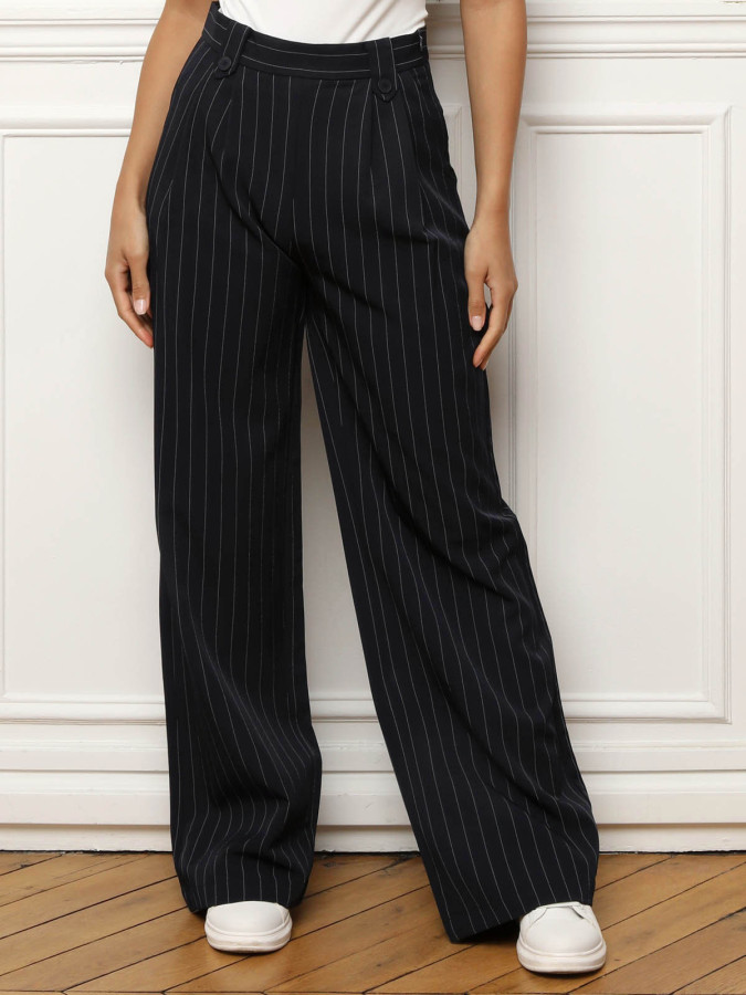 Pantalon évasé à imprimé rayures