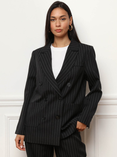 Veste de costume croisée à rayures