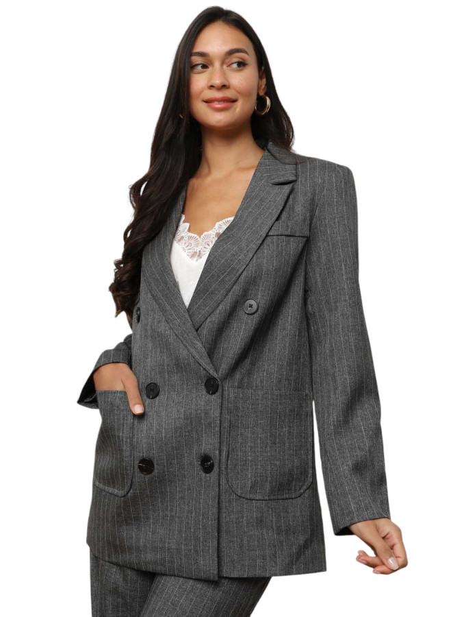 Veste de costume croisée à rayures