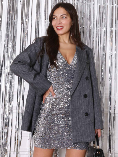 Veste de costume croisée à rayures