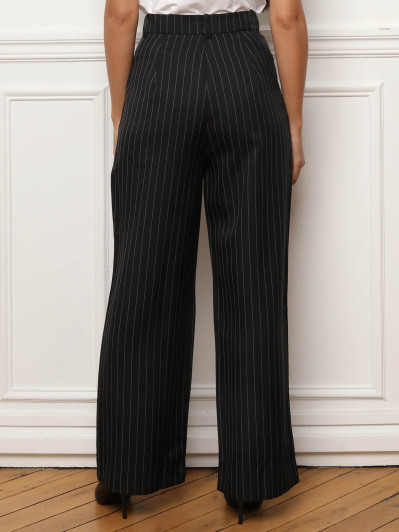 Pantalon à pinces et imprimé rayures