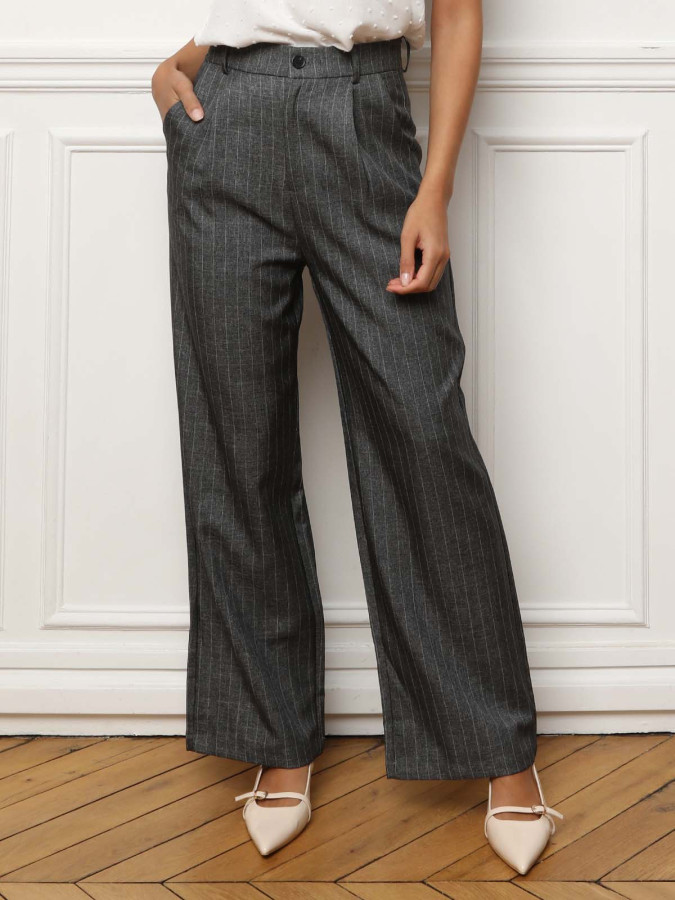 Pantalon à pinces et imprimé rayures