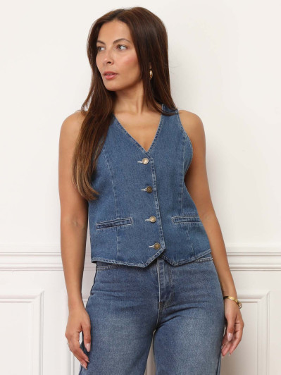 Gilet sans manches en denim