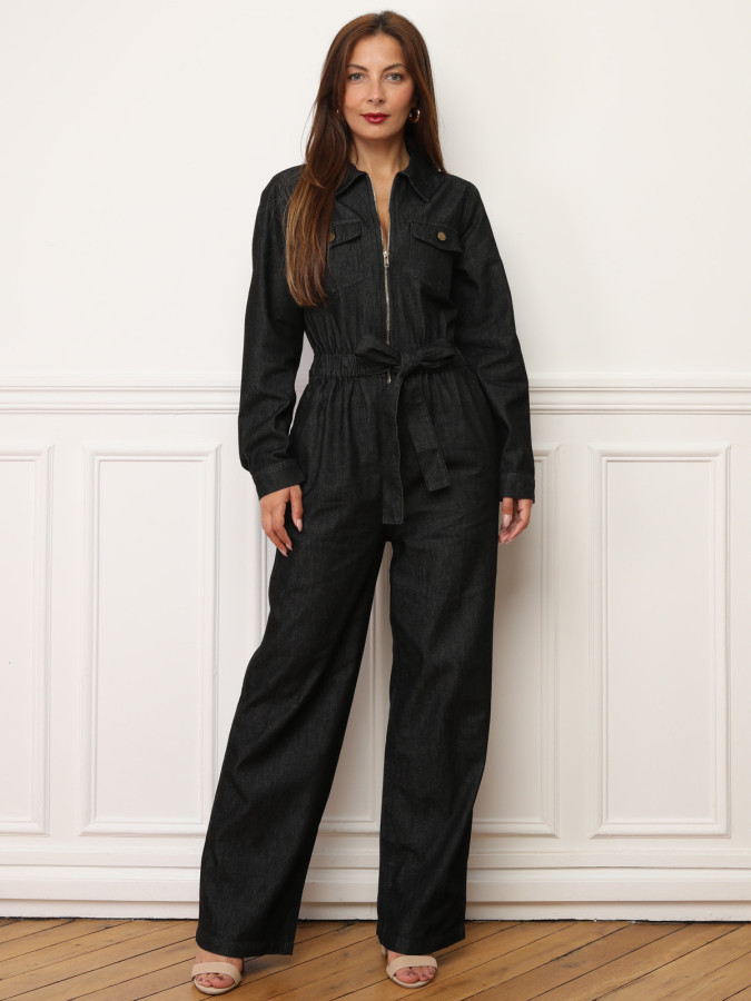 Combinaison en denim à zip