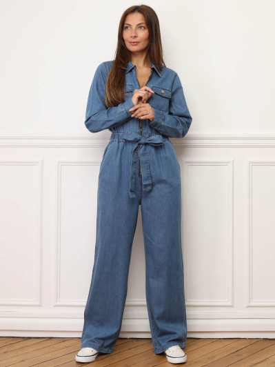 Combinaison en denim à zip