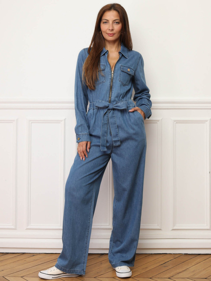 Combinaison en denim à zip