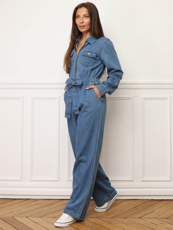 Combinaison en denim à zip