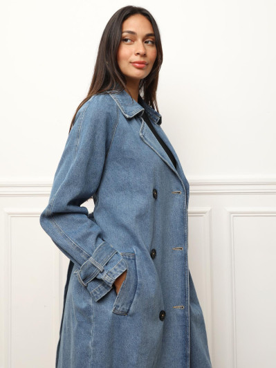 Trench en denim à nouer