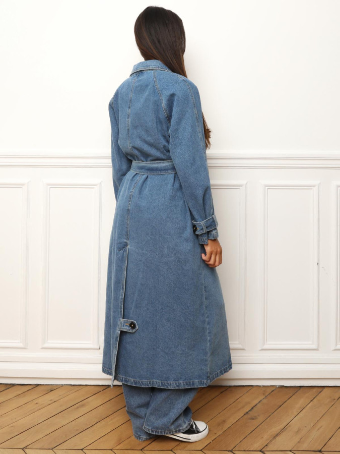 Trench en denim à nouer