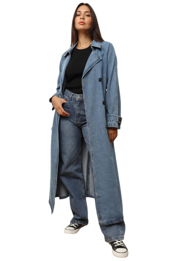 Trench en denim à nouer