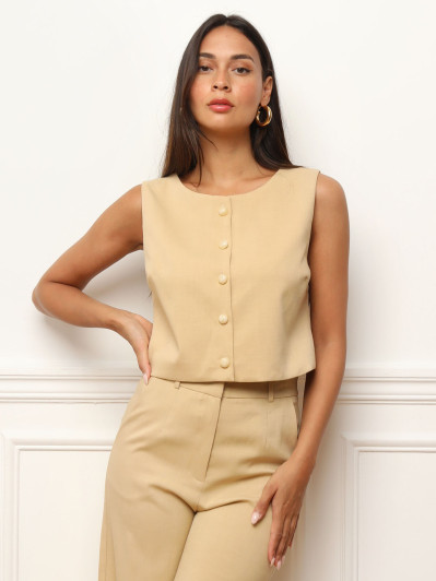 Veston court à boutons marbrés et col rond