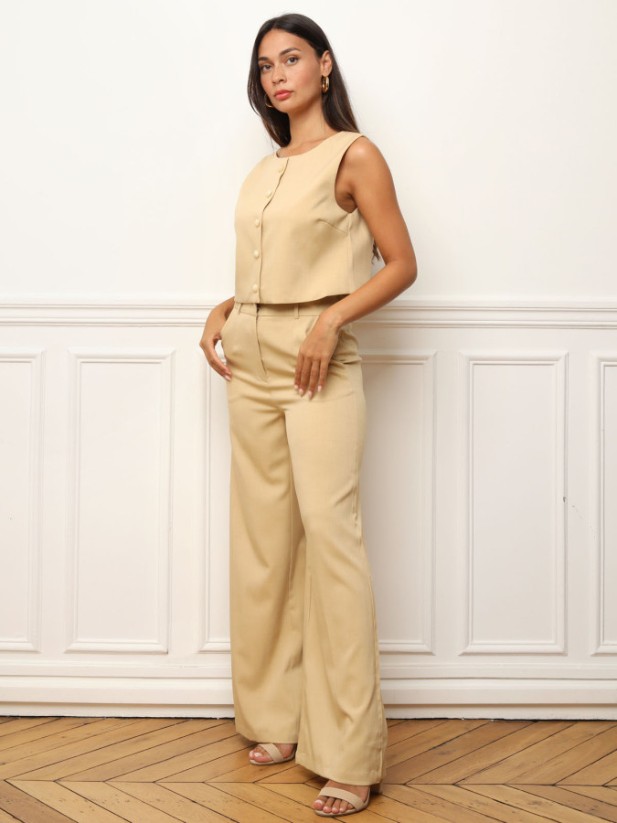 Veston court à boutons marbrés et col rond