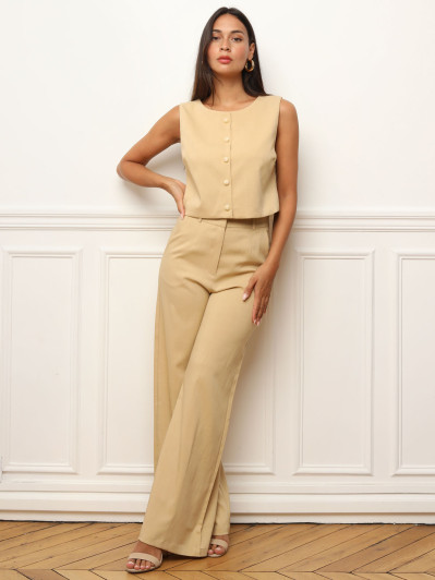 Veston court à boutons marbrés et col rond