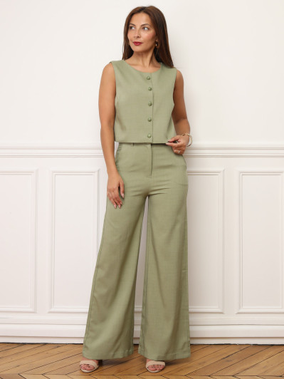 Veston court à boutons marbrés et col rond