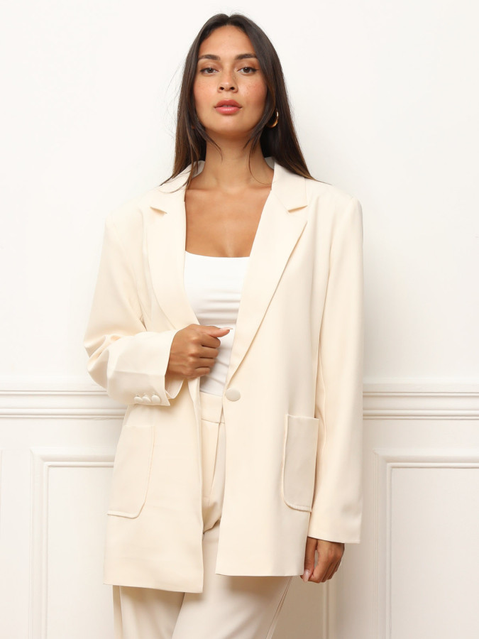 Blazer oversize à double poches plaquées