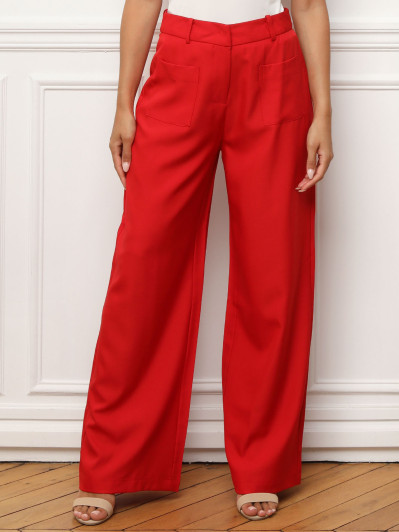 Pantalon droit à double poches plaquées