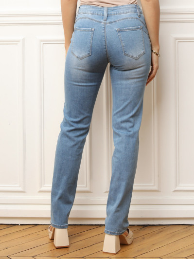 Jeans push-up délavé à coupe droite