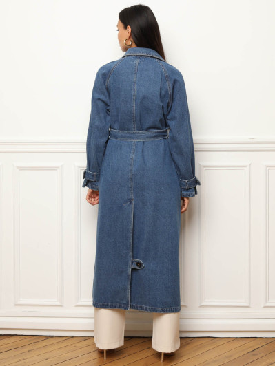 Trench en denim à nouer